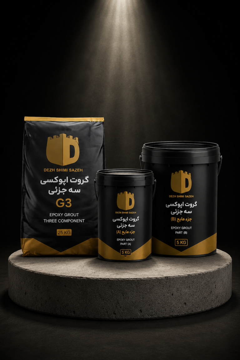 گروت اپوکسی سه جزئی EP GROUT G3دژ شیمی بسته بندی رزین، هاردنر و پودر