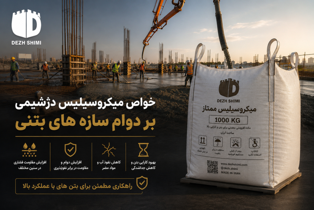 میکروسیلیس ممتاز دژ شیمی در پروژه بتنریزی برای افزایش مقاومت، کاهش نفوذپذیری و افزایش دوام سازههای بتنی