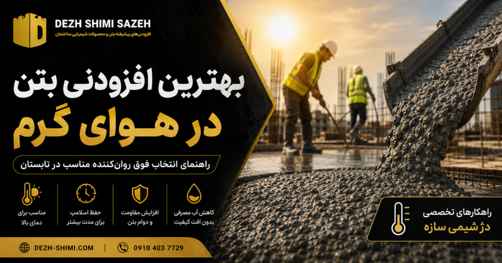 بهترین افزودنی بتن در هوای گرم برای حفظ اسلامپ، افزایش مقاومت و جلوگیری از افت کیفیت بتن با محصولات دژ شیمی سازه